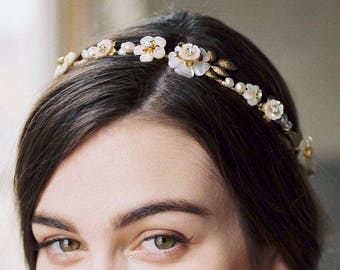 bruiloft hoofddeksel, bloemen bruids hoofdband, bloem bruiloft hoofdband, bloemen bruids zendspoel - TAMSIN