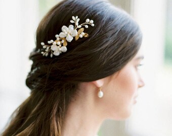 Braut Haarkamm, Hochzeitskamm, Braut Kopfschmuck, Hochzeit Kopfschmuck, Hochzeit Haarkamm, floraler Braut Haarschmuck - ILSE