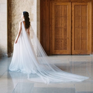 sheer bridal cape veil, wedding cape, tulle cape veil, shoulder veil - PETRA