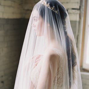 wedding veil, drop veil, circle veil, bridal veil, long veil, english net veil, blusher veil, soft tulle veil, simple veil - GOSSAMER