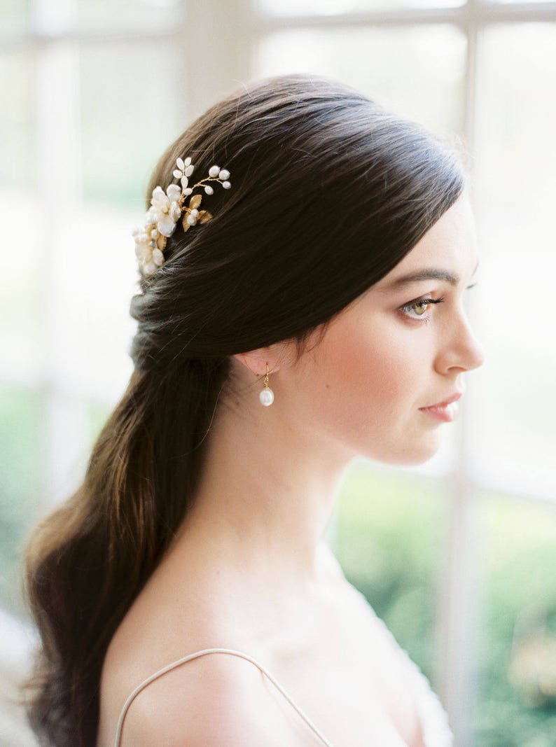 bridal hair comb, wedding comb, bridal headpiece, wedding headpiece, wedding hair comb, floral bridal hair accessory ILSE image 3
