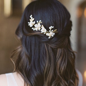 floral hair pins, floral bridal headpiece, flower wedding hair comb, bridal hair combs ESME image 4