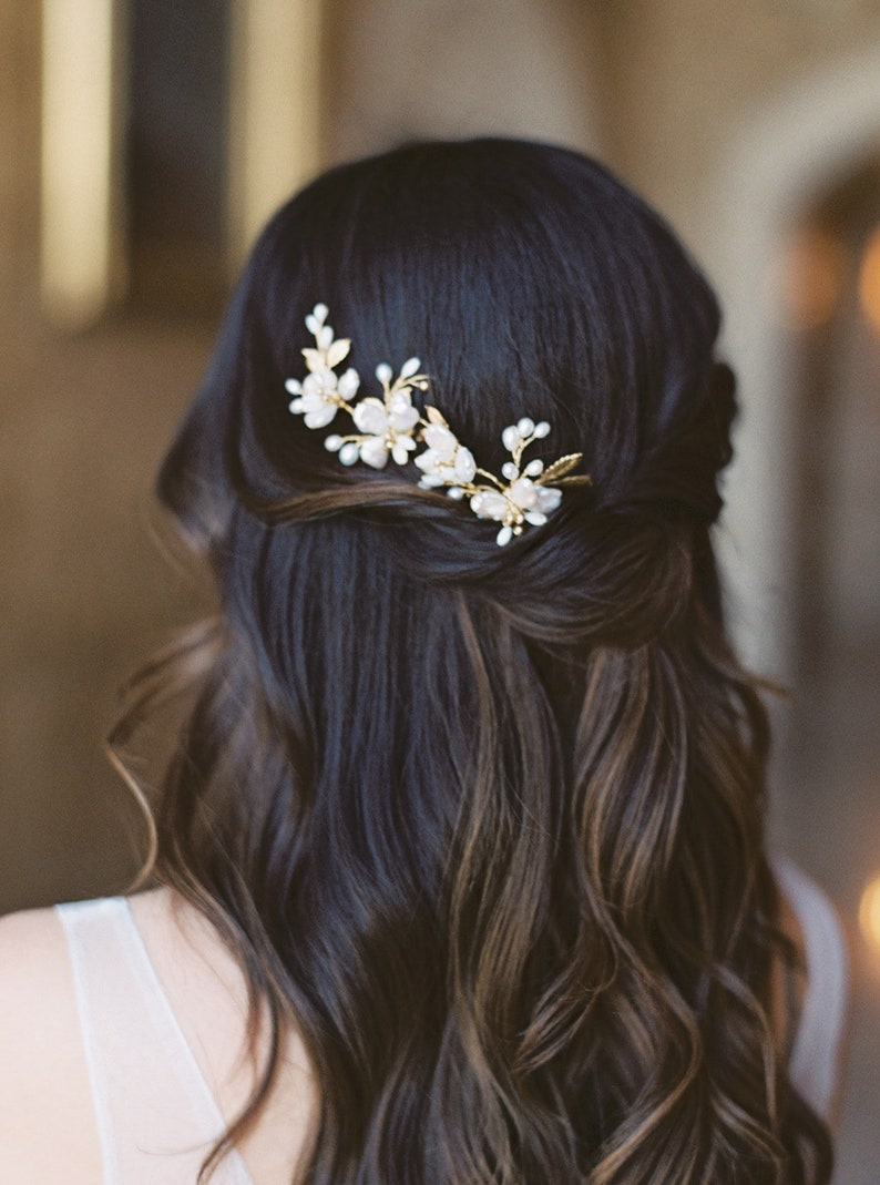 floral hair pins, floral bridal headpiece, flower wedding hair comb, bridal hair combs ESME image 4