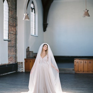 full wedding veil, cathedral length veil, one tier wedding veil ROSANNA image 3