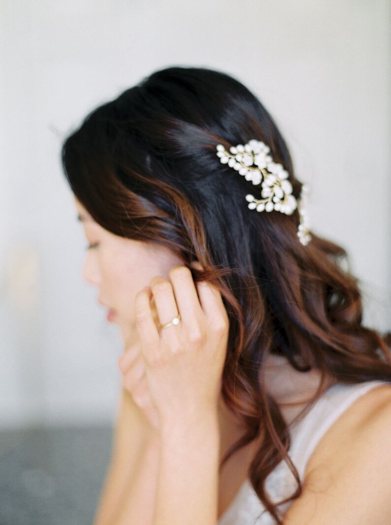 floral wedding hair pins, pearl hair pins, bridal hair pins, flower hair pins, gold hair pins, floral hair pins CLAUDETTE set of 3 image 8