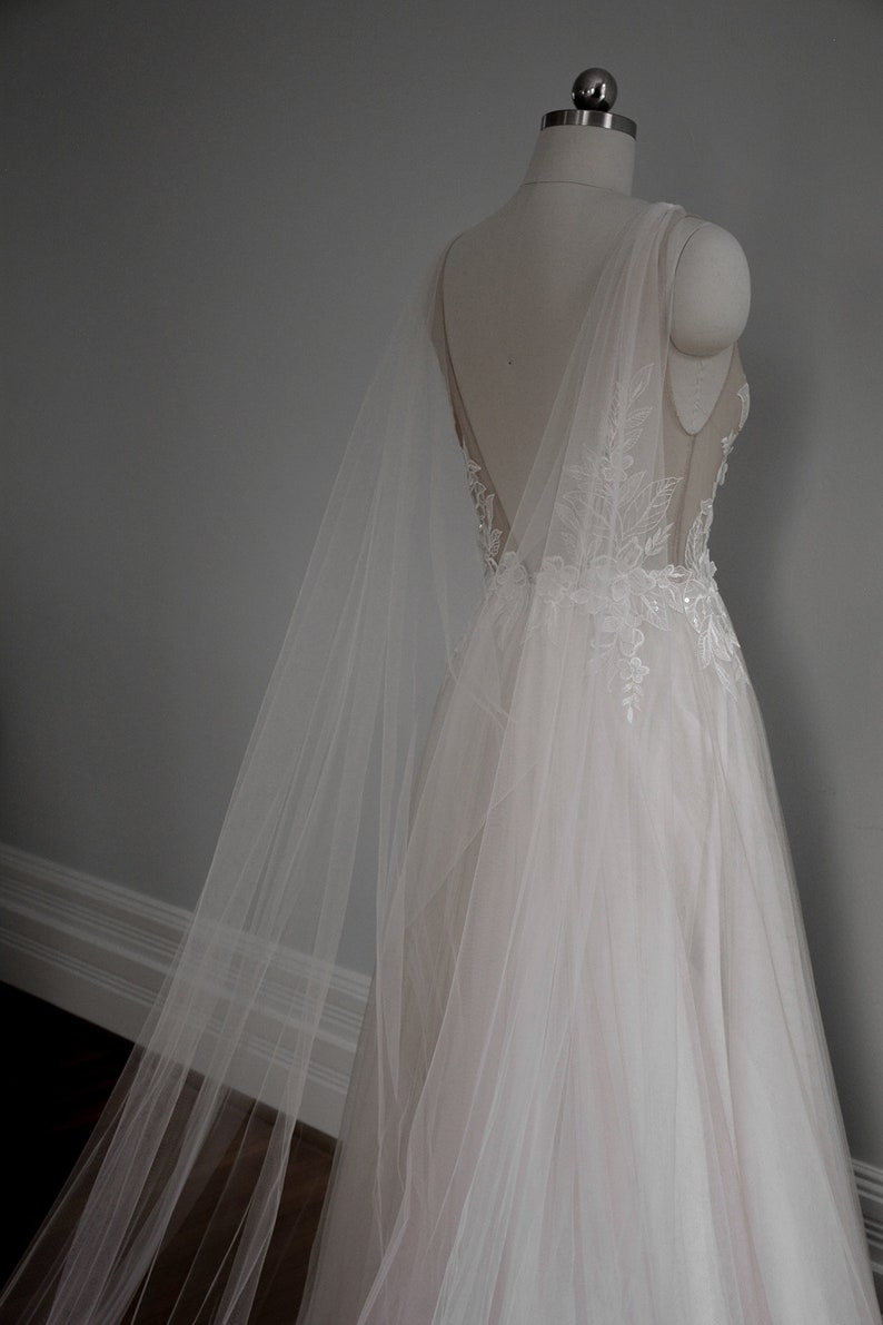 tulle cape veil