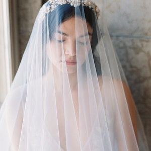 floral wedding crown, floral bridal tiara, pearl bridal crown, pearl wedding headpiece JOSEPHINE image 6