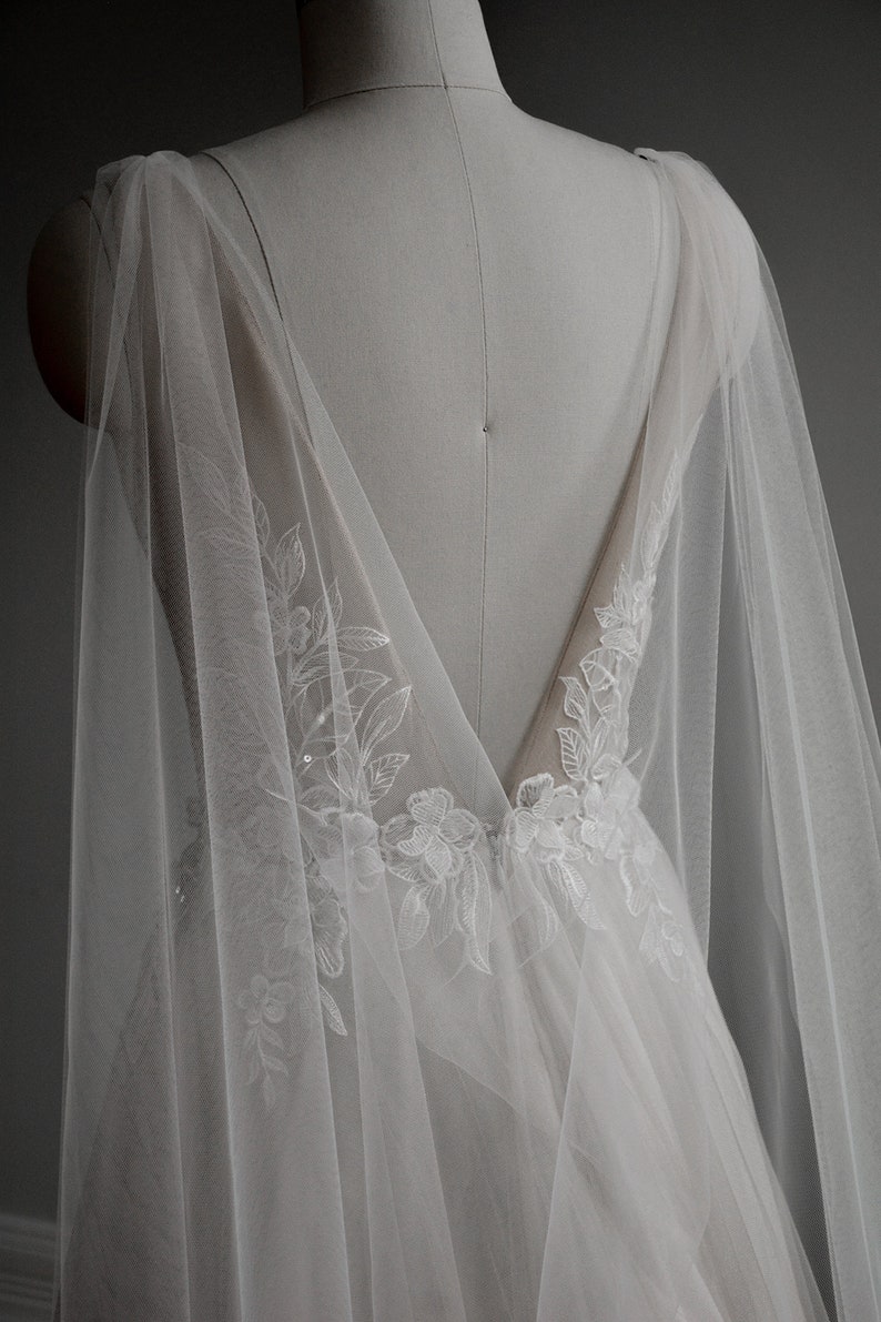 tulle cape veil