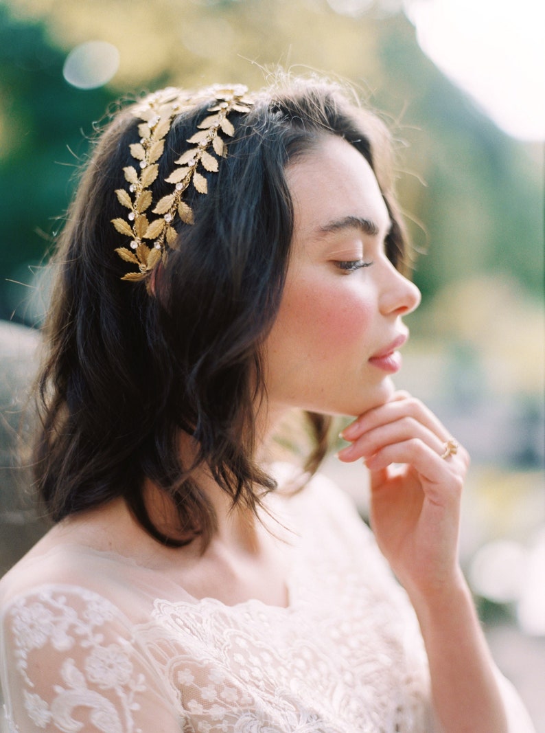 gold wedding crown, gold bridal crown, bridal headpiece, gold crystal wedding headpiece, gold crown, gold tiara, crystal crown ALEXANDRIA image 1