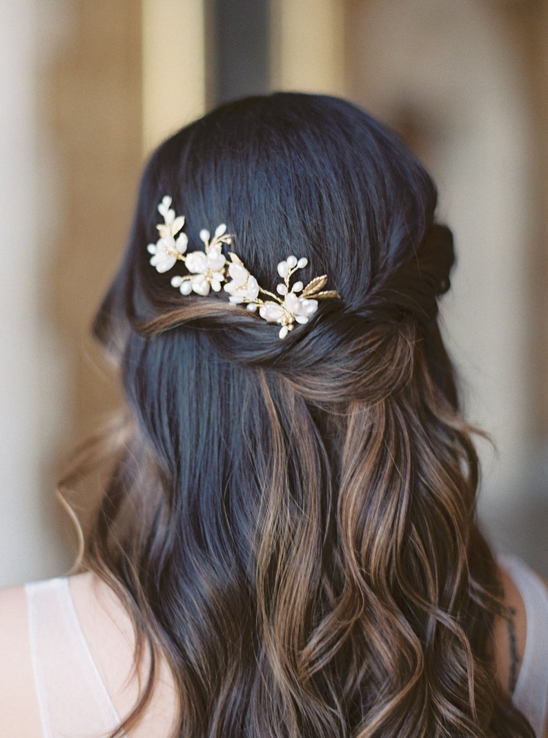 floral hair pins, floral bridal headpiece, flower wedding hair comb, bridal hair combs ESME image 2