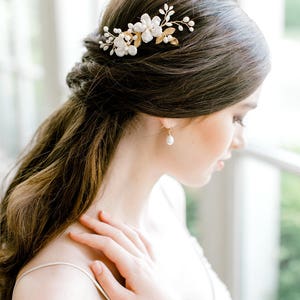 bridal hair comb, wedding comb, bridal headpiece, wedding headpiece, wedding hair comb, floral bridal hair accessory ILSE image 5