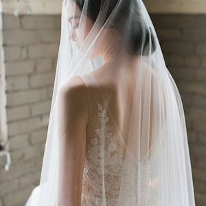 silk drop veil, fingertip length silk veil, silk wedding veil, silk bridal veil, silk circle veil, silk fingertip veil OPHELIA image 3
