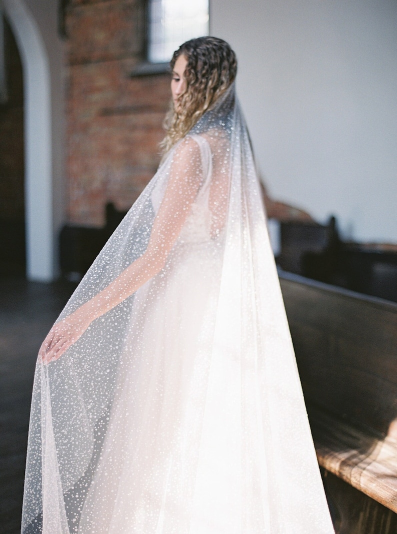 bridal veil with sparkle, cathedral sparkle veil, shimmer veil GALAXY image 1