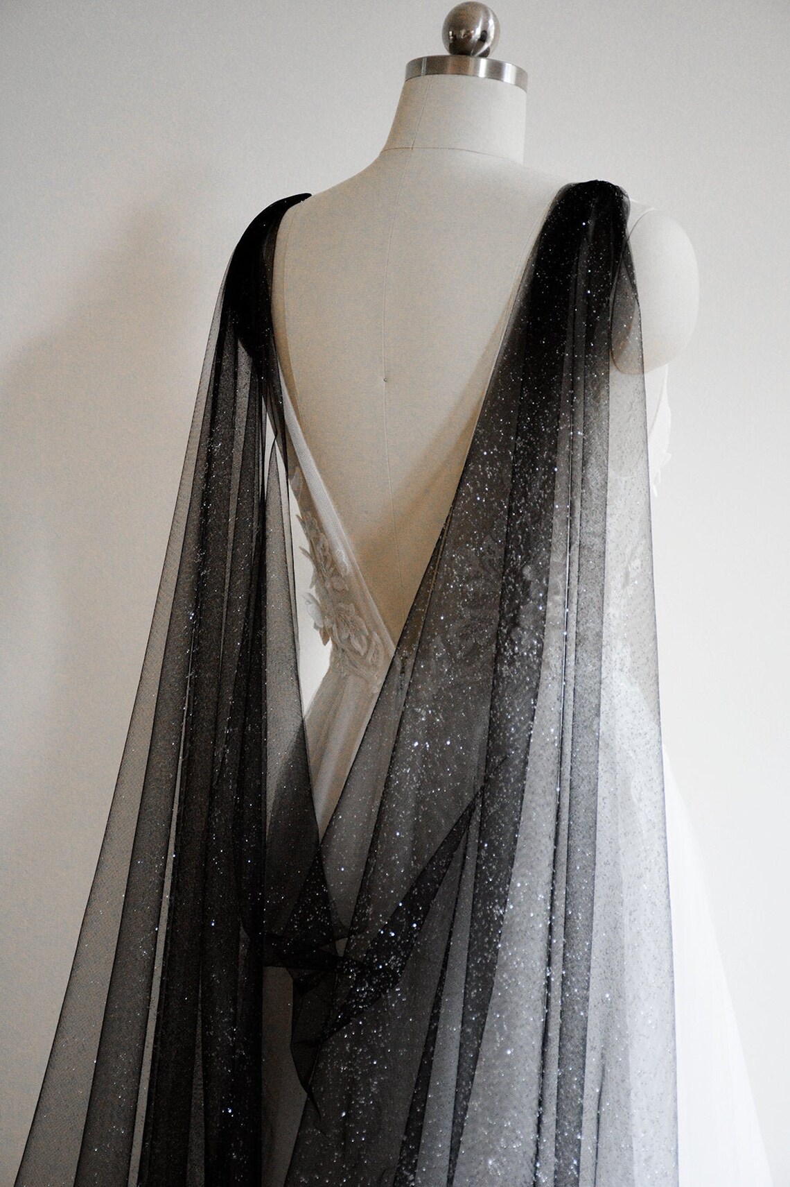 Black wedding cape black bridal cape black shoulder veil | Etsy