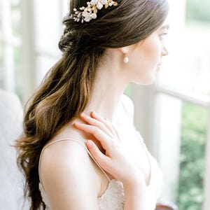 bridal hair comb, wedding comb, bridal headpiece, wedding headpiece, wedding hair comb, floral bridal hair accessory ILSE image 6