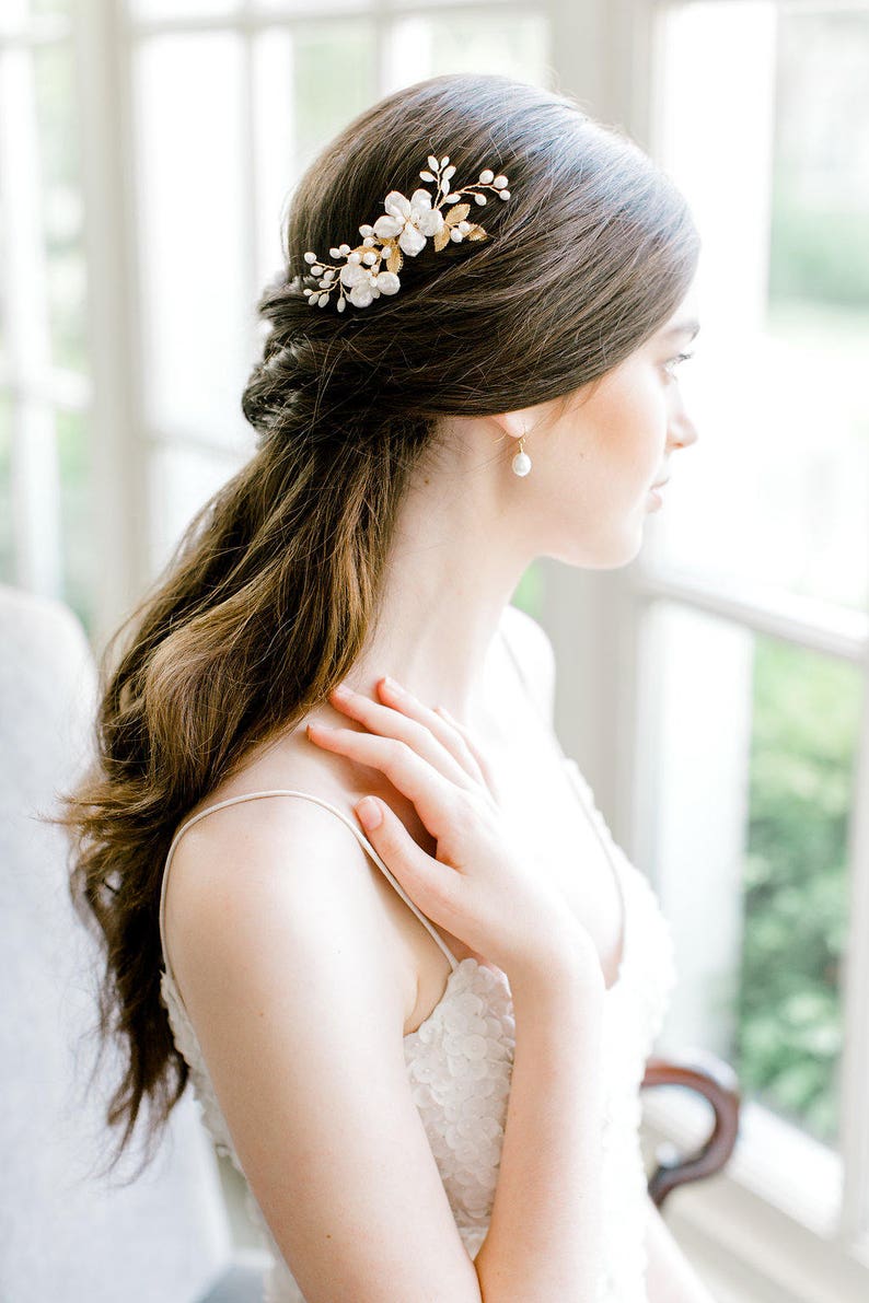 bridal hair comb, wedding comb, bridal headpiece, wedding headpiece, wedding hair comb, floral bridal hair accessory ILSE image 6