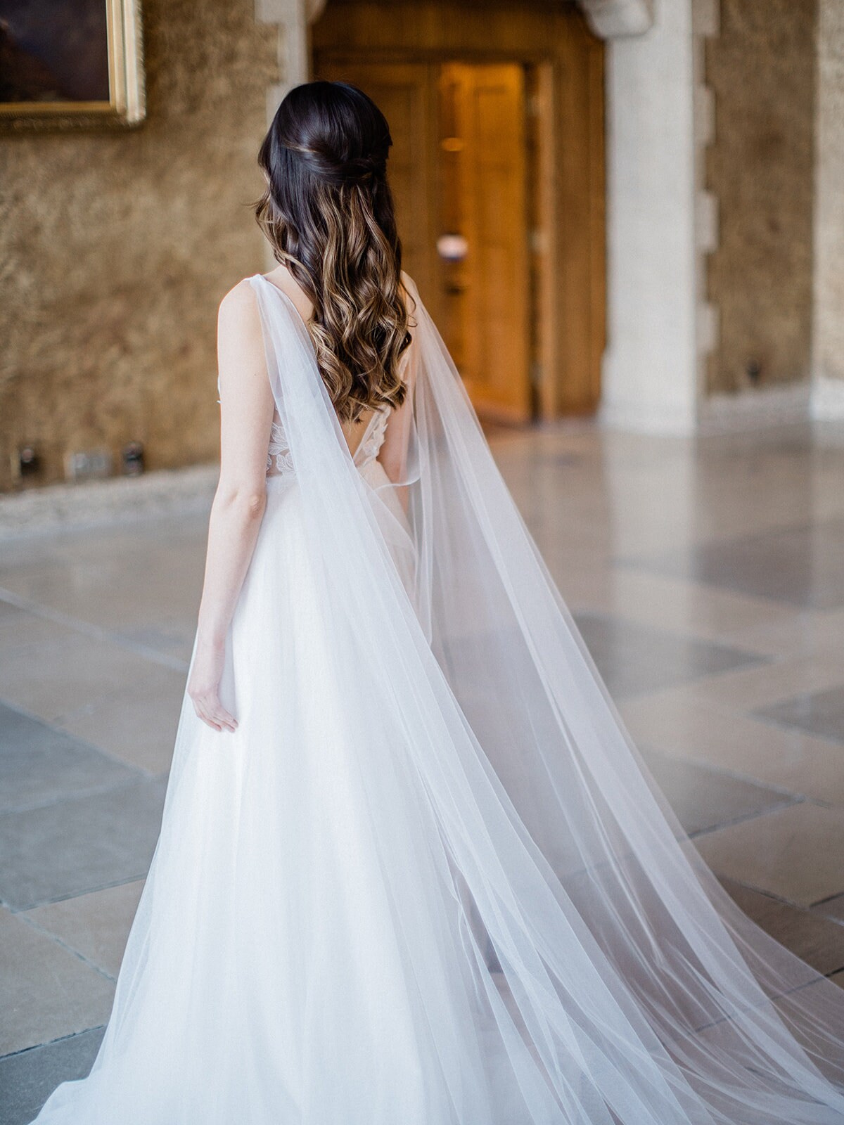 tulle cape veil