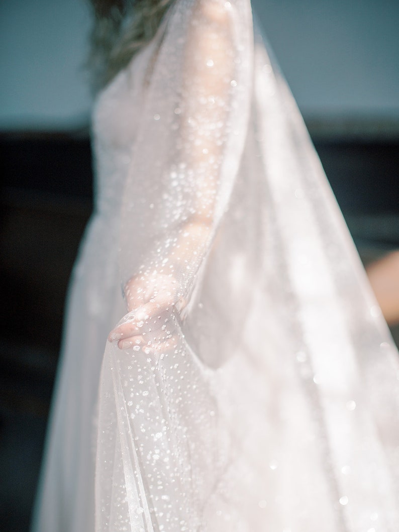 bridal veil with sparkle, cathedral sparkle veil, shimmer veil GALAXY image 5