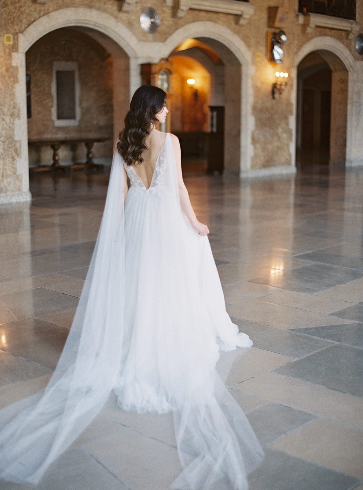 YouLaPan Bridal Wings Veil 2pc Shoulder Cape Veil Wedding Cloak Ivory / 300cm 118 inch Length