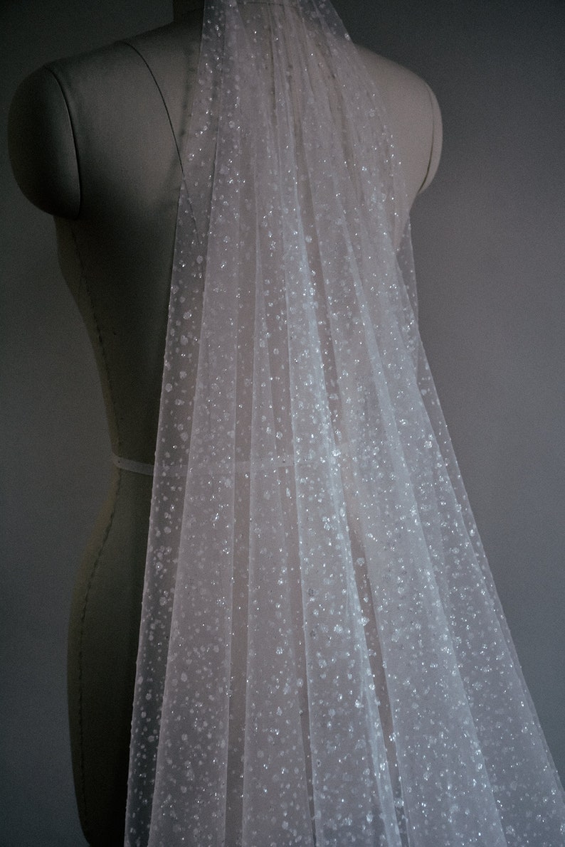 bridal veil with sparkle, cathedral sparkle veil, shimmer veil GALAXY image 3