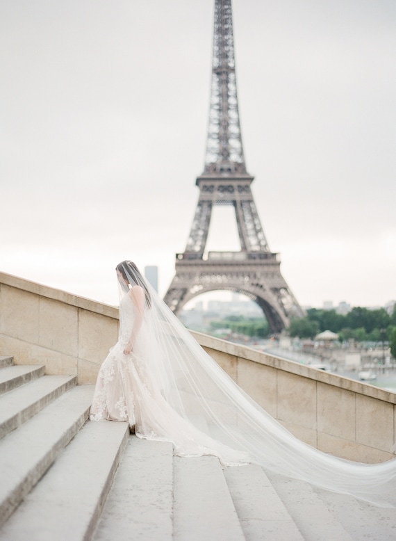 blusher veil, 2 tier wedding veil, two tier veil,  cathedral veil, blusher veil chapel, cathedral drop veil, long wedding veil - ADDISON