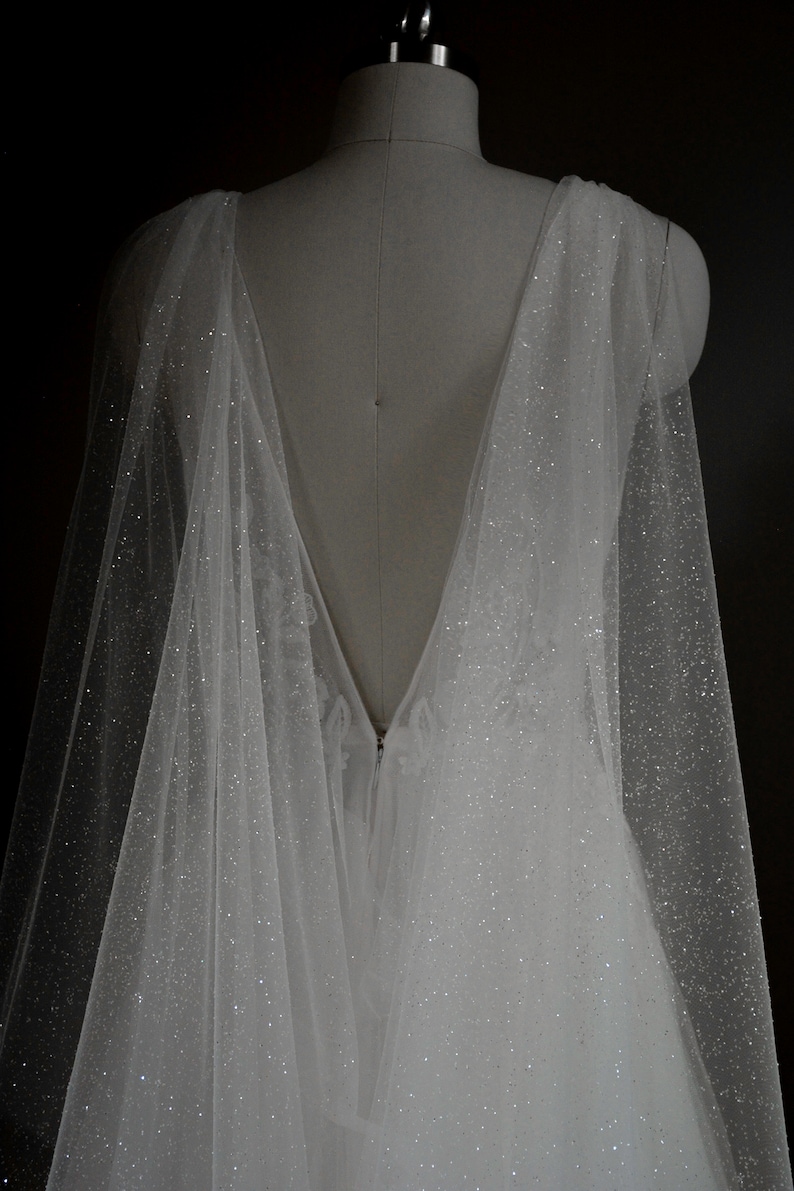 Sparkling bridal cape shoulder cape veil sparkly wedding | Etsy
