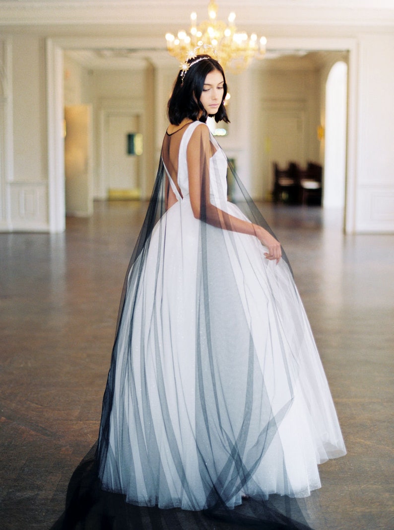 black bridal cape