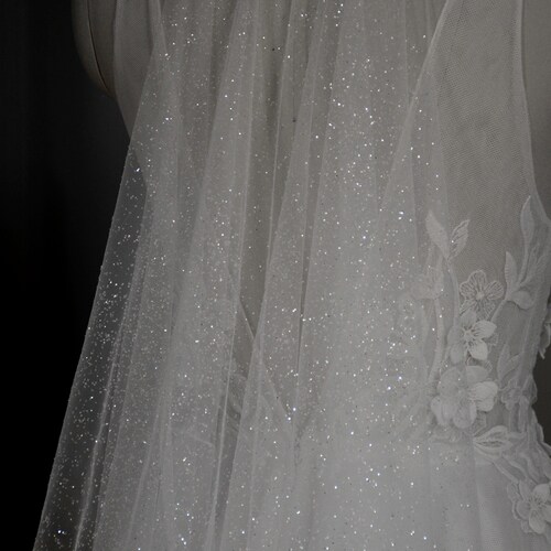 sparkle veil, glitter veil, sparkly wedding veil, shimmer veil, cathedral wedding veil with sparkle - AURA