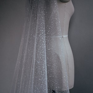 bridal veil with sparkle, cathedral sparkle veil, shimmer veil GALAXY image 9