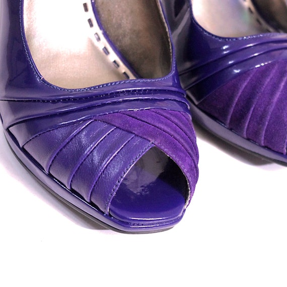 US size 8 womens purple plum blue peep toe slingb… - image 2