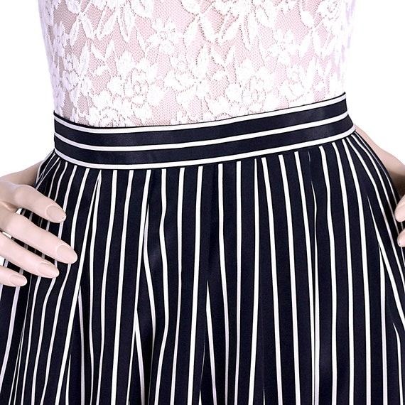 navy blue black white striped stripes skirt high … - image 3