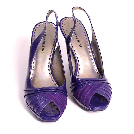 US size 8 womens purple plum blue peep toe slingb… - image 5