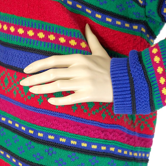 oversized Christmas ugly sweater rainbow geometri… - image 5