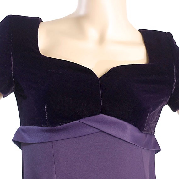 purple plum velvet evening formal dress bow fitte… - image 3