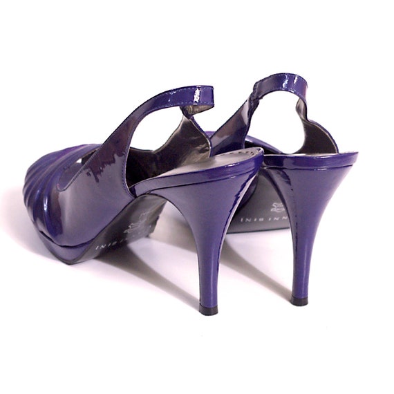 US size 8 womens purple plum blue peep toe slingb… - image 7