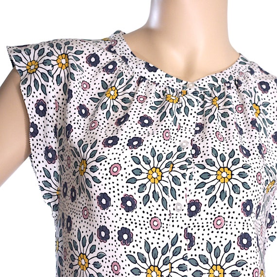 white floral flowers summer dress cotton rayon A … - image 3