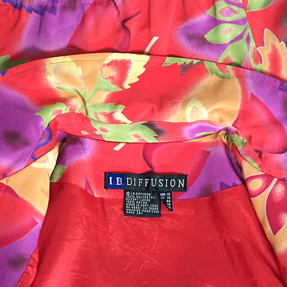 red orange purple floral bomber jacket top IB DIF… - image 7