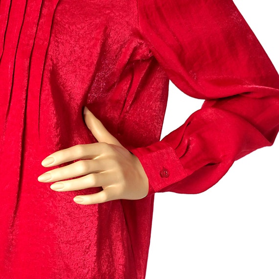 scarlet red silk-like shimmering sparkling blouse… - image 5