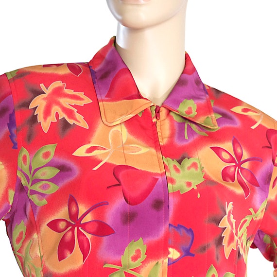 red orange purple floral bomber jacket top IB DIF… - image 2