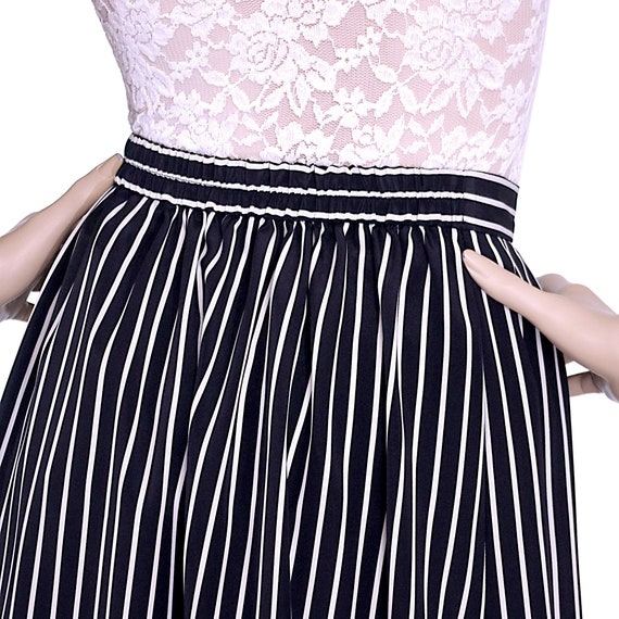 navy blue black white striped stripes skirt high … - image 4