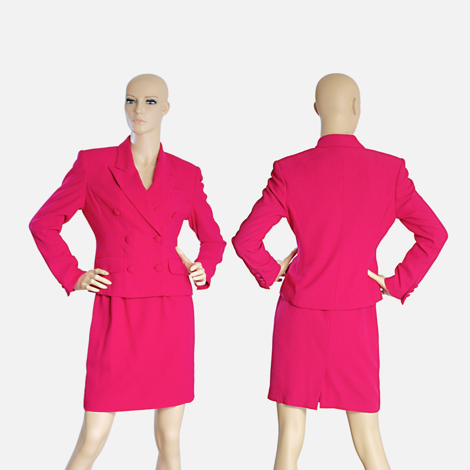hot pink skirt suit