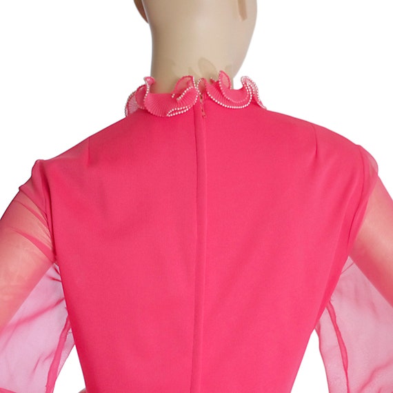 hot pink maxi long dress A line Aline retro vinta… - image 8