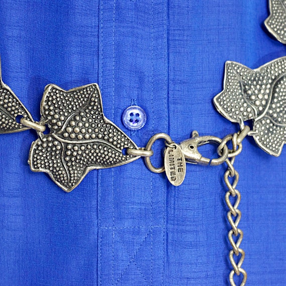 chain link belt METAL silvertoned leaves grey orname… Gem