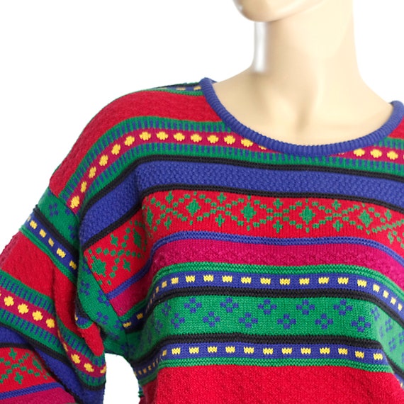 oversized Christmas ugly sweater rainbow geometri… - image 3