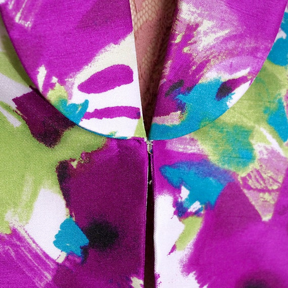 floral silk blazer purple green turquoise flowers… - image 6