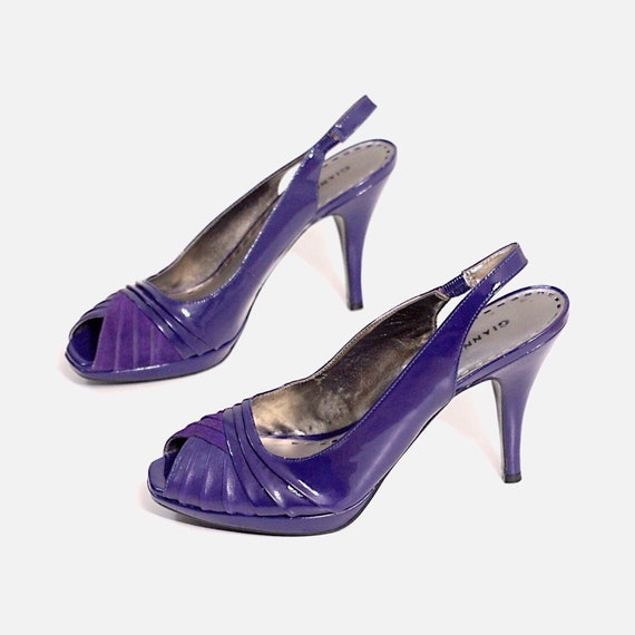US size 8 womens purple plum blue peep toe slingb… - image 1