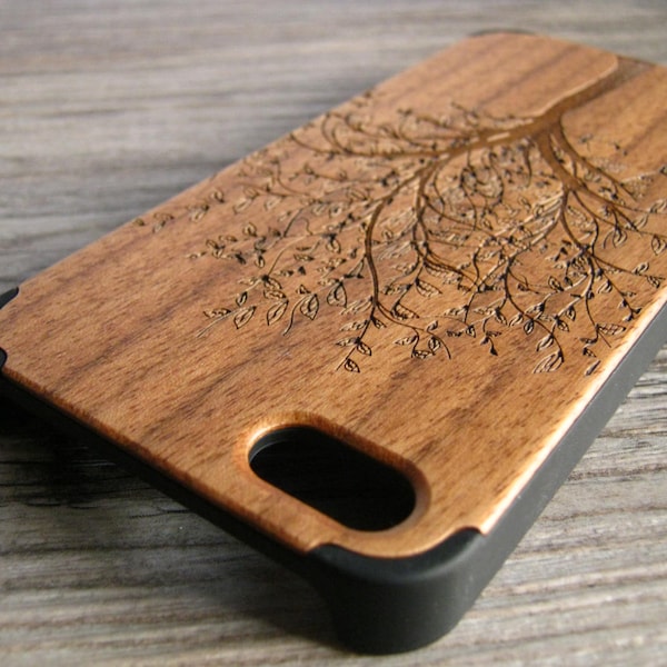 RUSTIC Walnut iPhone 5 5s Case- Sunshine Tree Real Wood Engraved iPhone5 Cover Skin 3d Artistic Mens Gift -  Nutbox