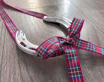 Personalisiertes schottisches Tartan-Hochzeitshufeisen, Glücksgeschenk, traditionelles Erinnerungsstück