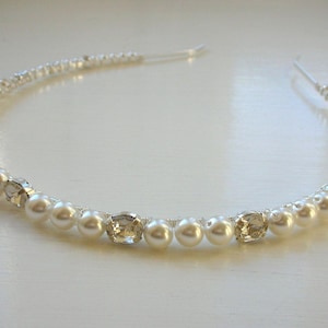Alice Headband, Pearl Wedding Headpiece, Bridal Diamanté & Pearl Tiara