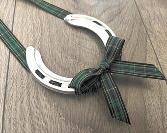 Personalised Irish, Scottish or Welsh Tartan Lucky Horseshoe, Good Luck Gift Traditional Keepsake, Good Fortune Symbol Talisman